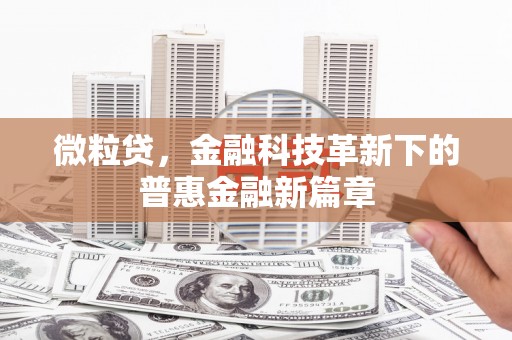 凤凰微粒贷，金融科技革新下的普惠金融新篇章